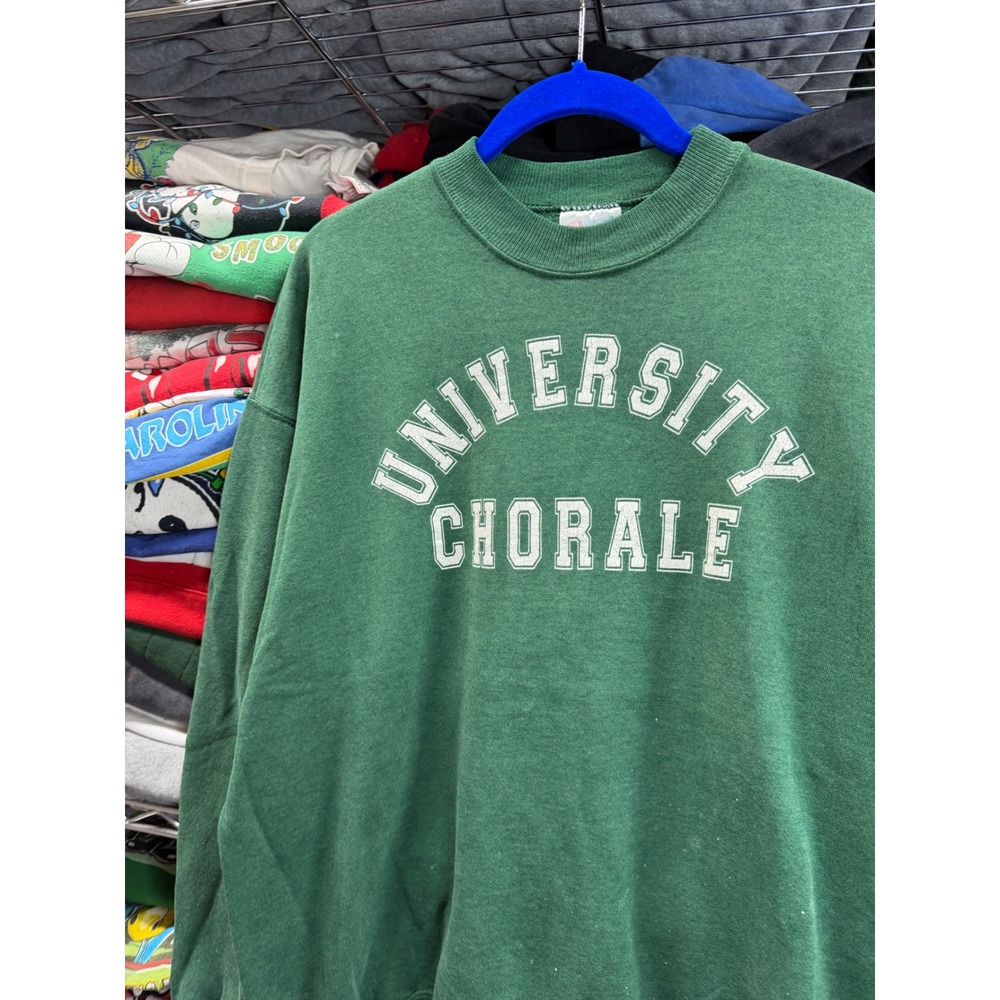 Vintage Hanes Activewear University Chorale Sweatshirt Green Crewneck XL 22x27